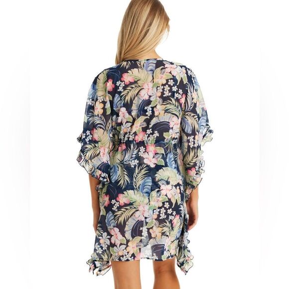 Jessica Simpson Women's Stranded in Paradise  Ruffled Cover-up Dress Swimsuit - Picture 8 of 10